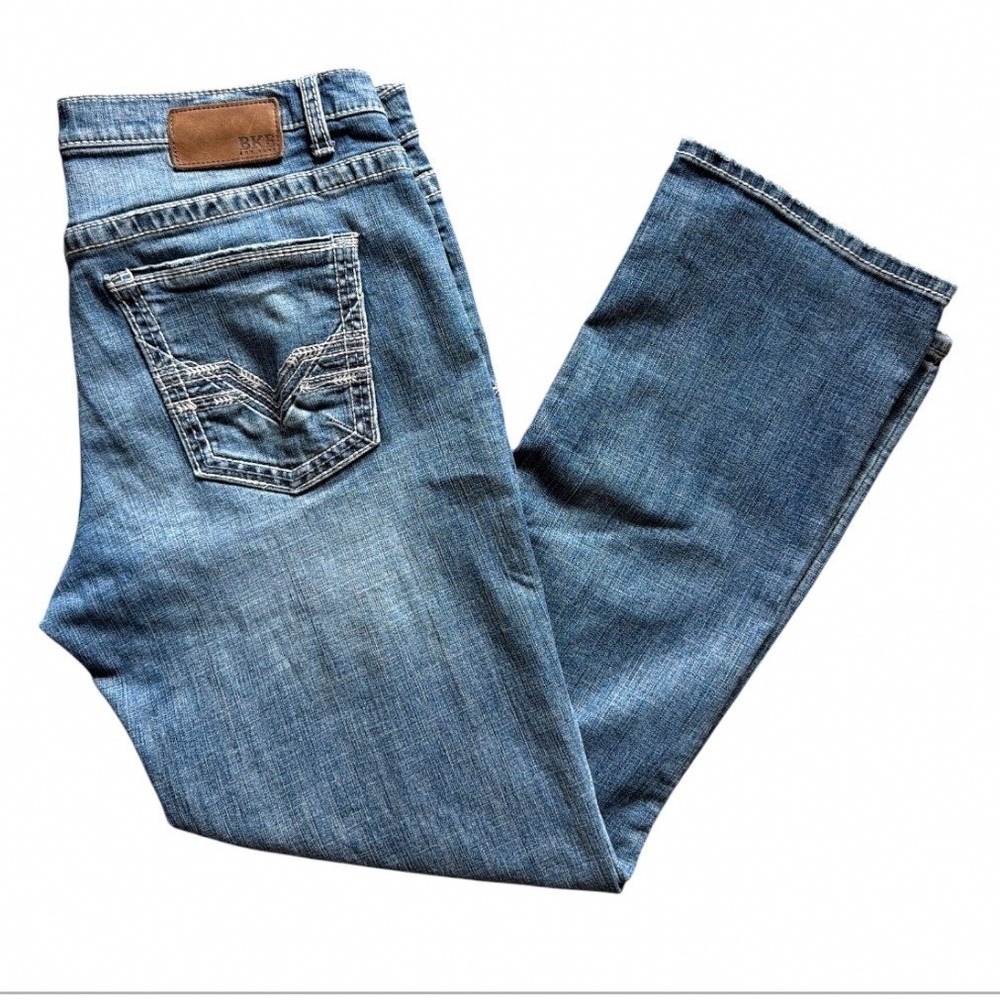BKE Tyler Jeans Mens 36x32 Blue Straight Leg Medium Wash ABP23244R - Picture 4 of 10